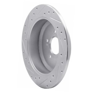 Hyundai Veracruz Brake Rotor (1) - Rear Right - R1 Concepts - Drilled & Slotted - Silver - `07-`12